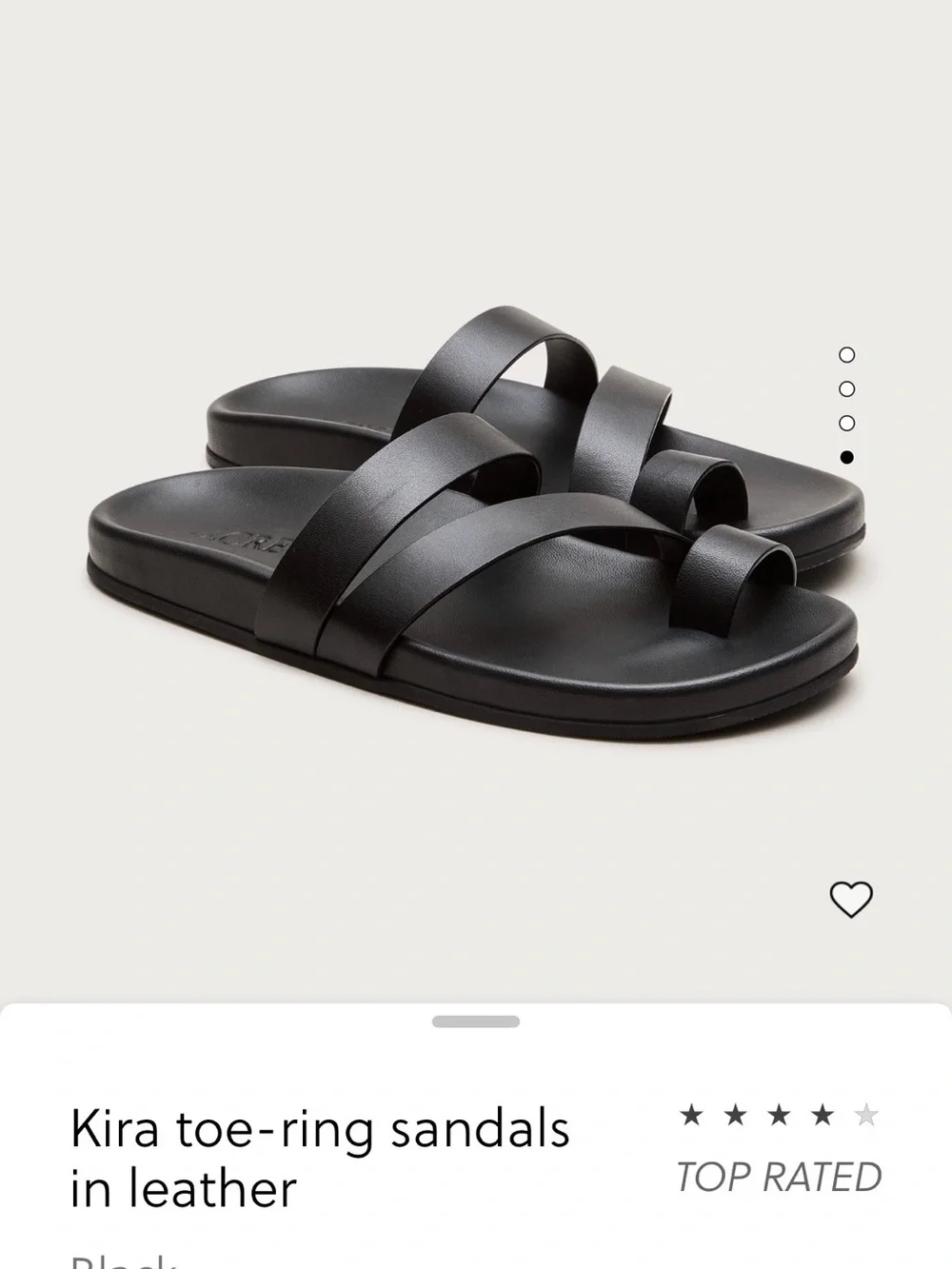 J. Crew Black Leather Toe-Ring Slide Sandals